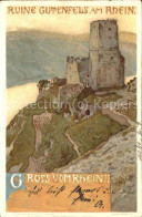 41526231 Kaub Rheinpanorama Ruine Gutenfels Kuenstlerkarte Kaub - Kaub