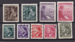 Bohemia & Moravia, 1942, Used Stamp(s) ,  Adolf Various Hitler , Michelnr.  89=110,  Scannr. 12939 (9 Values Only) - Usati