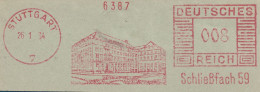 Deutsche Reichpost Nice Cut Meter Freistempel Rathaus Schlessfach, Stuttgart 26-1-1934 - Machines à Affranchir