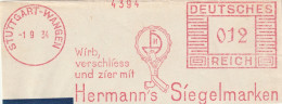 Deutsche Reichpost Nice Cut Meter Freistempel  Wirb, Verschliess Und Zier Miot Hermann's Siegelmarken, Stuttgart-Wangen - Macchine Per Obliterare