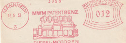 Deutsche Reichpost Nice Cut Meter Freistempel MWM Patent Benz Diesel Motoren, Mannheim 15-5-1933 - Machines à Affranchir