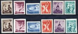 POLAND 1955 Youth Sports Festival Perforated And Imperforate Sets MNH / **.  Michel 934-39A-B - Unused Stamps