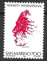 SAN MARINO - 1982 - AMNESTY INTERNATIONAL-  NUOVO MNH** ( YVERT 1060 - MICHEL 1266- SS 1106) - Nuovi