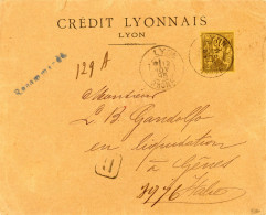 12 Novembre 1895 Sage N°99 Seul Sur Lettre De Lyon Vers Genes Italie ,signée Calves - 1877-1920: Semi Modern Period