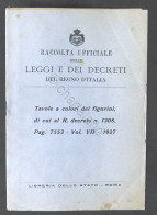 Raccolta Leggi E Decreti - Decreto N. 1308 - Tavole A Colori Dei Figurini - 1927 - Documenti