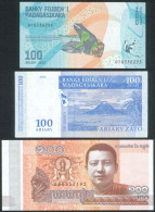 Lot/Posten Mit 3 Banknoten 2x Madagasikara, 1x Cambodia UNC.- - Collections & Lots