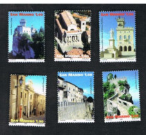 SAN MARINO - UN 2201.2205 - 2008  CENTRO STORICO E MONTE TITANO PATRIMONIO UNESCO (COMPLET SET OF 6, BY BF) - MINT ** - Nuovi