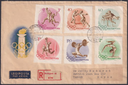 F-EX46625 HUNGARY FDC REGISTERED 1956 OLYMPIC GAMES MELBOURNE FENCING SOCCER.  - FDC