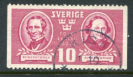 SWEDEN 1942 School Centenary  10 Øre Type I Perforated Horizontally Used  Michel 293 I C - Gebruikt