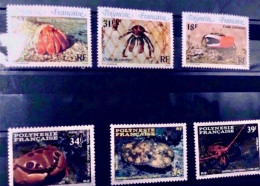 POLYNESIE 1986 1987 6 V Neufs MNH YT 246 247 248 275 276 277 Crabes Et Crustacés Marine Wildlife - Crustáceos