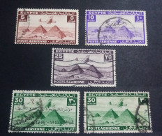 Egypt 1941 -1946, Airmail  Rare Complete Set Of The Airplane Over Pyramids Of GIZA, VF - Usados