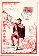 MONACO -- MONTE CARLO -- Carte Postale -- REINATEX -- Exposition Philatélique Internationale 26 Avril - 4 Mai 1952 - Usados