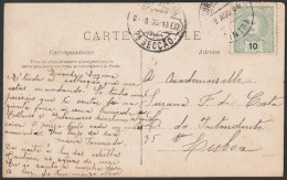 Postcard, D. Carlos 10 Rs. - 1906. Cintra To Lisboa - Lettres & Documents