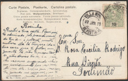 Postcard, D. Carlos 10 Rs. - 1909. Lisboa To Vila Nova De Portimão - Cartas & Documentos