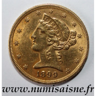 ÉTATS UNIS - KM 101 - 5 DOLLARS 1899 - Philadelphie - LIBERTY - OR - TTB - 5$ - Half Eagles - 1866-1908: Coronet Head (tête Couronnée)