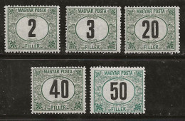 Hongrie 1919-1920 N° Y&T : TT 54 à 58 * - Postage Due