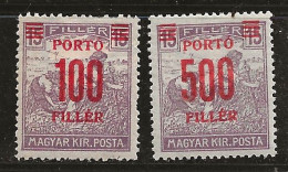 Hongrie 1921 N° Y&T : TT 65 Et 66 * - Postage Due