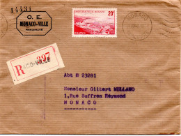 MONACO -- MONTE CARLO -- Enveloppe O.E. -- Timbre 20 F. Rouge - Oblitérés