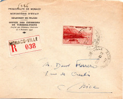 MONACO -- MONTE CARLO -- Enveloppe O.E.T.P. -- Timbre 3 F. Rouge Carminé Seul Sur Enveloppe - Gebraucht
