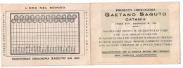 Calendarietto - Premiata Orologeria - Gaetano Saguto - Catania - Anno 1950 - Petit Format : 1941-60