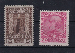 AUSTRIAN POST IN LEVANTE 1908 - MNG - ANK 59, 54 - Levant Autrichien