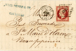 1856 N°17A Camin Foncé Seul Sur Lettre De Toulouse Vers Sainte Marie D'Oloron Basse Pyrénées,signé Calves - 1849-1876: Klassik