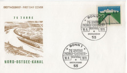 Germany Deutschland 1970 FDC 75 Jahre Nord-Ostsee-Kanal, Ship Ships Schiff Schiffe, Canceled In Bonn - 1961-1970