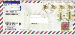 MALAYSIA REGISTERED POSTAL USED AIRMAIL COVER TO PAKISTAN BIRDS BIRD FLOWER FLOWERS PLANT - Malaysia (1964-...)