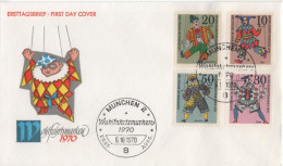 Germany Deutschland 1970 FDC Wohlfahrtsmarken Wohlfahrtsmarke Doll Dolls Puppe Puppen, Clown Circus, Canceled In Munchen - 1961-1970