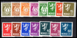 Norway 1937 Redrawn Set Mounted Mint. - Unused Stamps