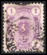 Finland 1875-84 1mk Mauve Stamp Office Print Fine Used. - Gebruikt