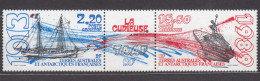 France Colonies, TAAF 1989 Boats Ships Mi#252-253 Mint Never Hinged Strip (sans Charniere) - Unused Stamps