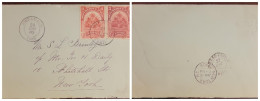 O) 1903 HAITI, PORT  DE PAIX, COAT OF ARMS 8c Carmine, COAT OF AMRS  2c Carmine Lake,  CIRCULATED TO NEW YORK - Haïti