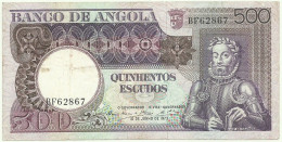 Angola - 500 Escudos - 10.6.1973 - Pick: 107 - Serie BF - Luiz De Camões - PORTUGAL - Angola