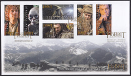 NEW ZEALAND 2012 The Hobbit: An Unexpected Journey, Set Of 6 FDC - Fantasy Labels