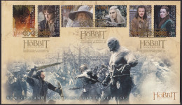 NEW ZEALAND 2014 The Hobbit: Five Armies, Set Of 6 S/A's FDC - Fantasy Labels