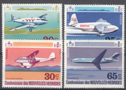New Hebrides Nouvelles Hebrides French Legend 1972 Airplanes Mi#319-322 Mint Never Hinged (sans Charniere) - Nuevos