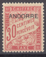 French Andorra Andorre 1931 Timbres-taxe Yvert#3 Mint Hinged (avec Charniere) - Neufs