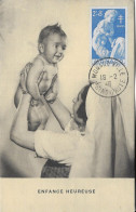 CARTE MAXIMUM MONACO VILLE 1946 - INFIRMIERE ET BEBE DANS LES BRAS - ENFANCE HEUREUSE - VOIR LE SCANNER - Covers & Documents