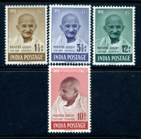 India 1948 Mahatma Gandhi Mourning 4v SET Mounted Mint Gum Disturbed, NICE COLOUR As Per Scan - Neufs