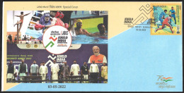 INDIA 2022 Khelo Games,Football,Soccer,Badminton,,Gymnastics,Volleyball, Hockey, Special Cover (**) Inde Indien - Covers & Documents