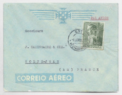 PORTUGAL 3$50 SOLO LETTRE COVER AVION AEREO CTT RESTAURADORE LISBOA TO FRANCE - Covers & Documents