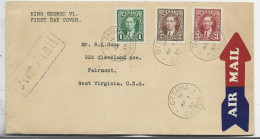 CANADA 1C+2C+3C LETTRE COVER AIR MAIL OTTAWA AP 1 1937 TO USA ETATS UNIS FDC KING GEORGE VI - Briefe U. Dokumente