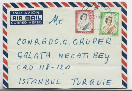 NEW ZEALAND 1S+9D LETTRE COVER AIR MAIL WELLINGTON 1957 TO TURKEY - Brieven En Documenten