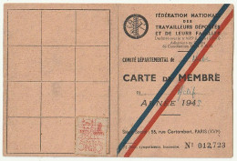 Ancienne Carte De Membre De La Fédération Des Travailleurs Déportés 1945 {S05-24} - Documenti