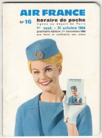 Horaire De Poche N° 76 - Air France - Du 1er Septembre Au 31 Octobre 1964 - Timetables