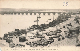 FRANCE - Bordeaux - Vue Des Quais Et Du Pont De Pierre - Effet De Nuit - LL  - Carte Postale Ancienne - Bordeaux