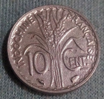 French Indochina 1939, 10 Cents. Non Magnetic, Date Without Dot, KM# 21.1a, Gomaa - Indocina Francese