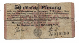 WESTPREUSSEN - MARIENBURG / MALBORK, Notgeld, 1917 50 Pfennig, Sehr Gebrauchte Erhaltung - Westpreussen