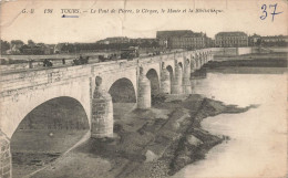 FRANCE - Tours - Vue Sur Le Pont De Pierre, Le Cirque Le Musée Et La Bibliothèque - Carte Postale Ancienne - Tours